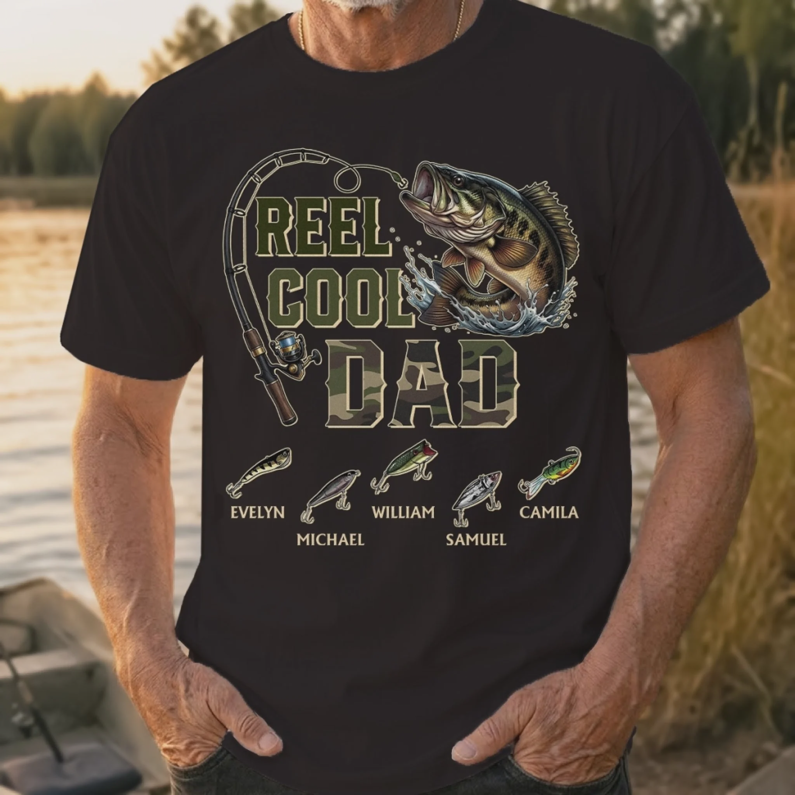 Personalized "Reel Men Fish" T-shirt – Father's Day Gift For Dad & Grandpa