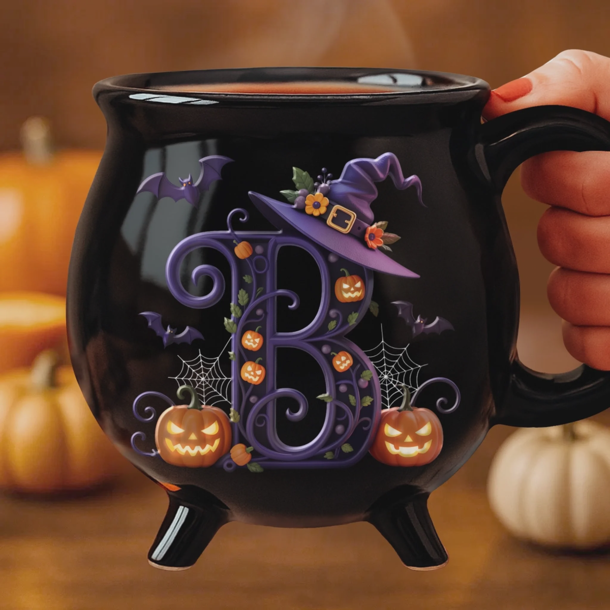 Custom Ceramic Cauldron Coffee Mug - Personalized Halloween Witchy Gifts For Besties, Sisters, BFF, Family, Yourself - Brew And Boo