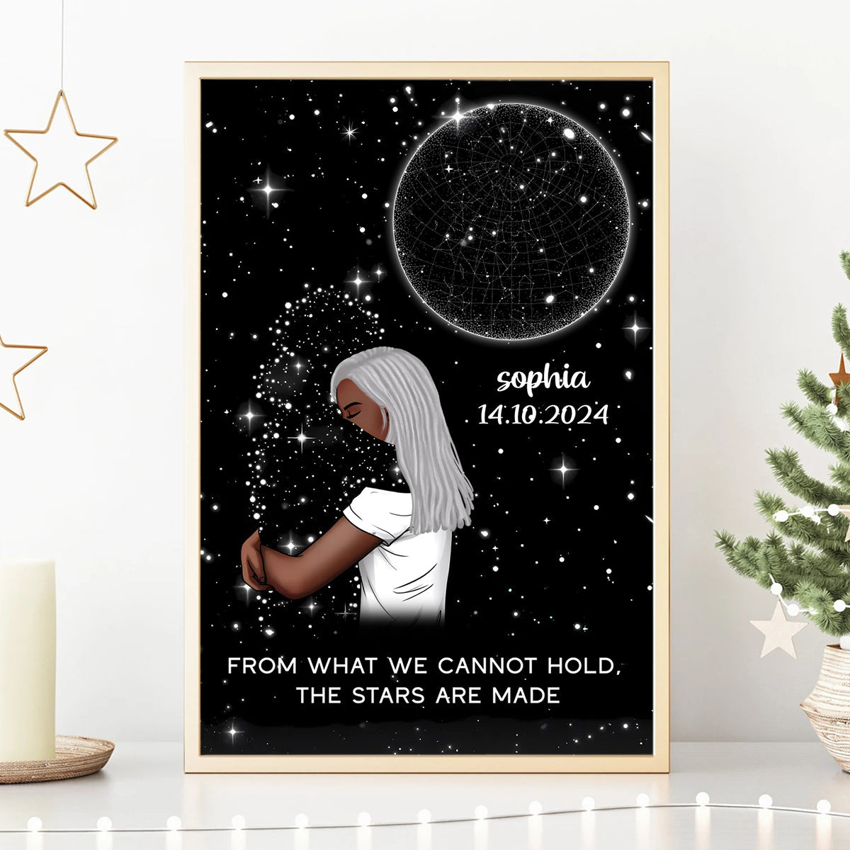 Personalized Poster For Woman Hugging Lost Loved One Star Map Memorial Gift