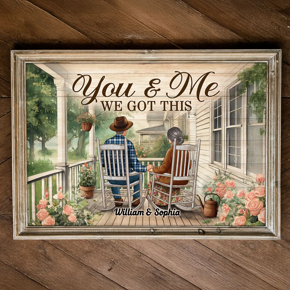 Couple Sitting On The Porch, Growing Old Together Personalized Poster, Heartfelt Gift For Couple