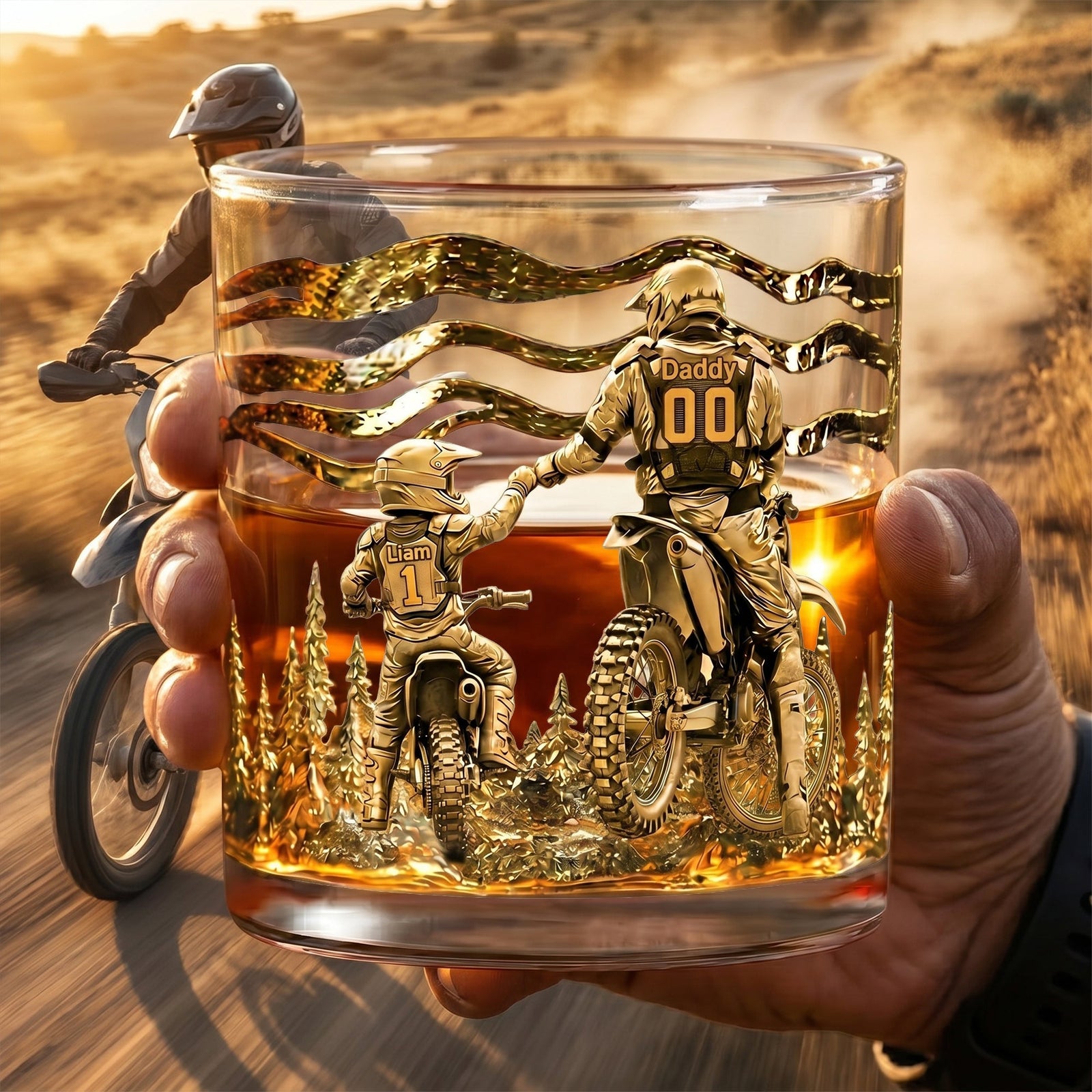 Personalized Gift For Dad – Dirt Bike Round Glass