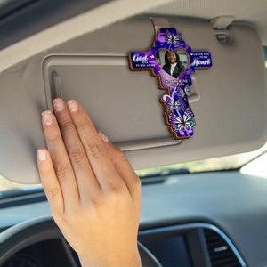 God Has You In His Arms Personalized Memorial Car Visor Clip