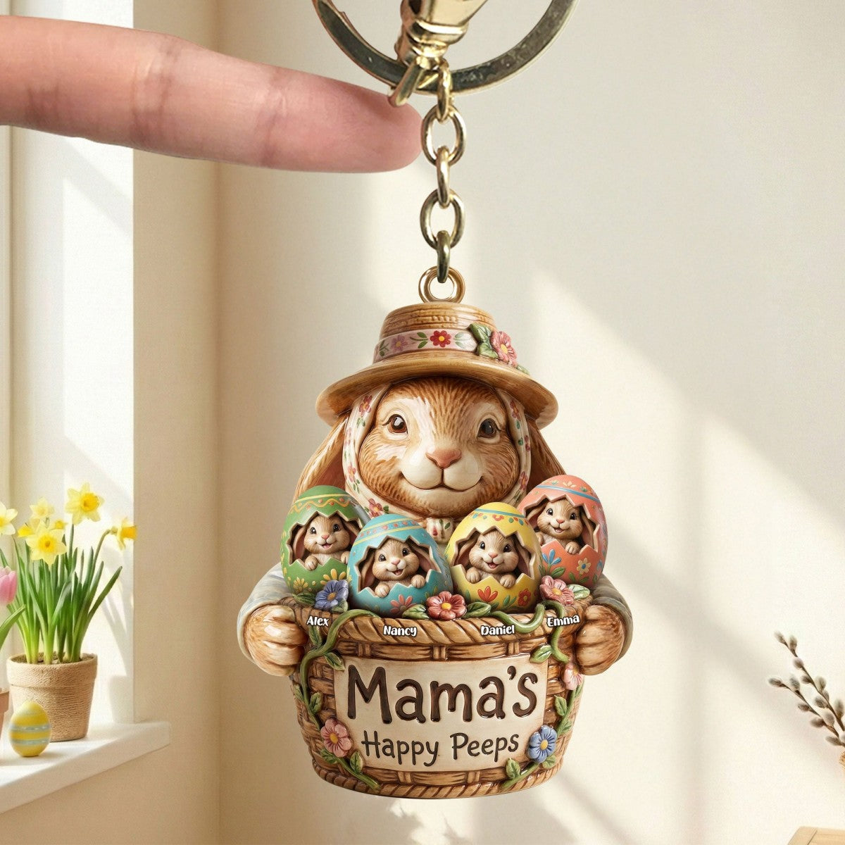 Easter Eggs Keychain - Personalized Gifts For Mom,Grandma Keychain