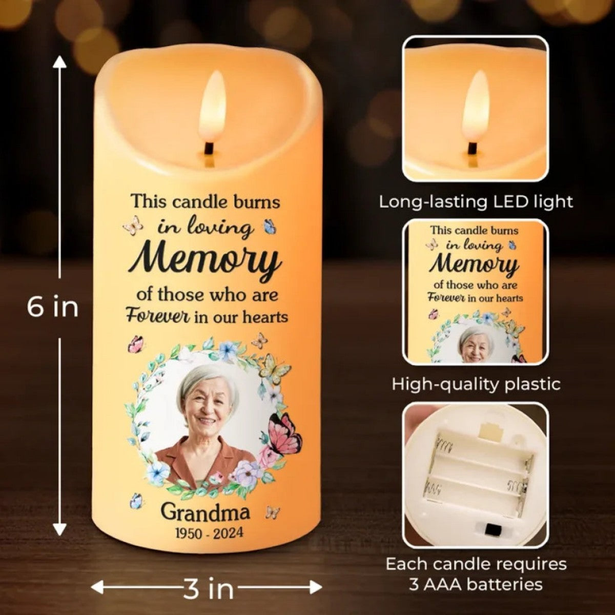 This Candle Burns In Loving Memory - Memorial Personalized LED Candle