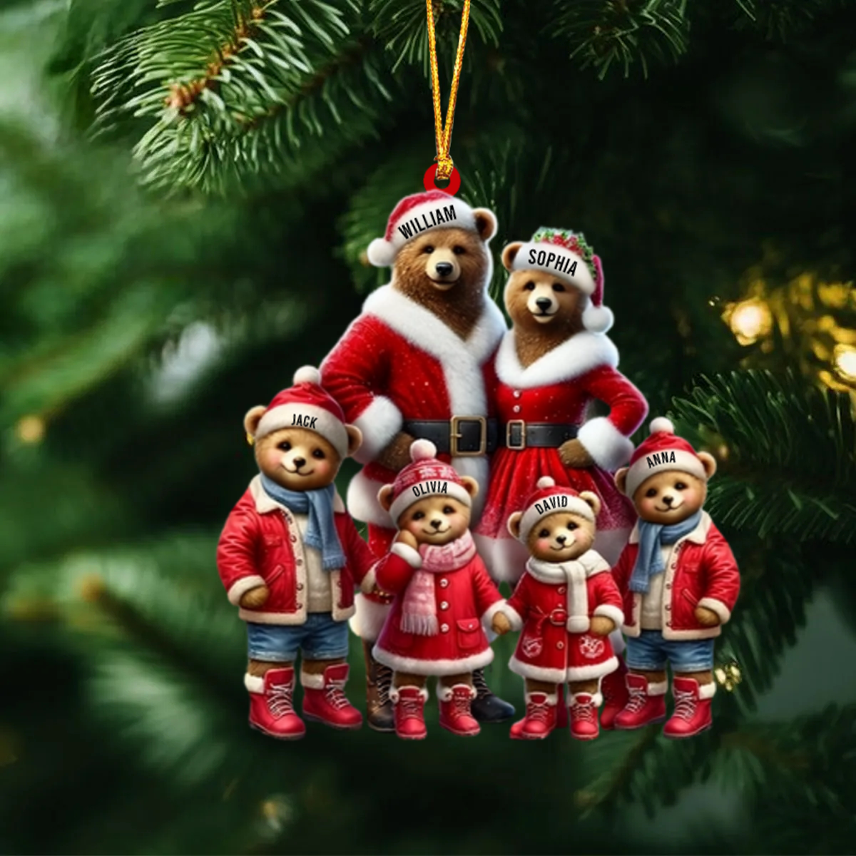 Bear Family Personalized Christmas Ornament