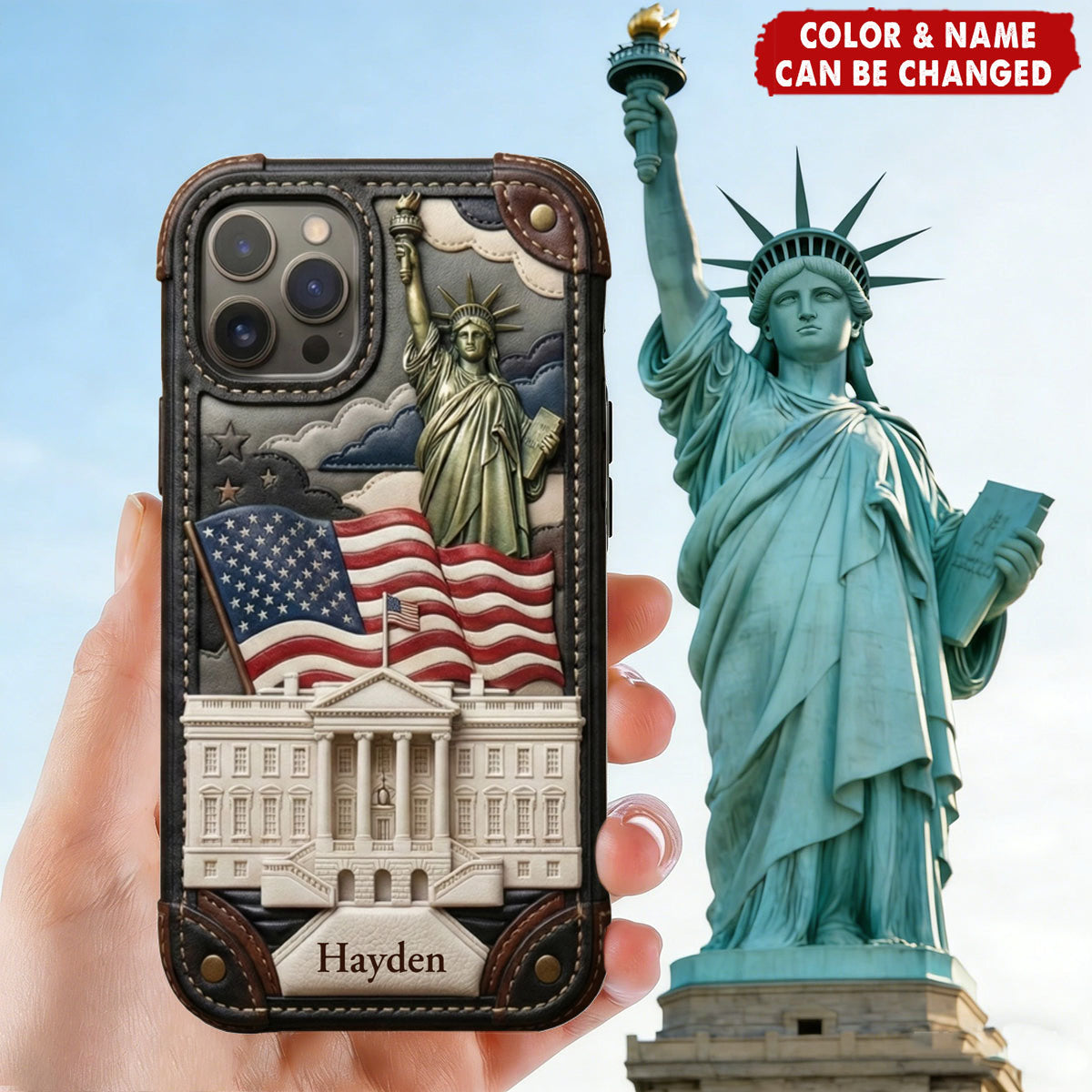 American 250th Anniversary - Personalized Leather Phone Case