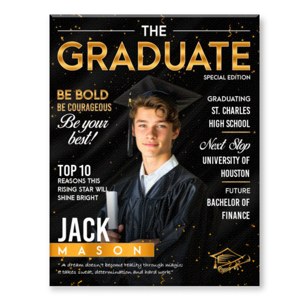 Graduation Magazine Cover Canvas, Graduation Photo Canvas, Personalized Graduation Print