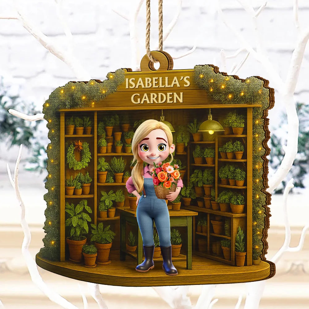 Gardening Woman Man - Personalized Custom Shaped Wooden Ornament