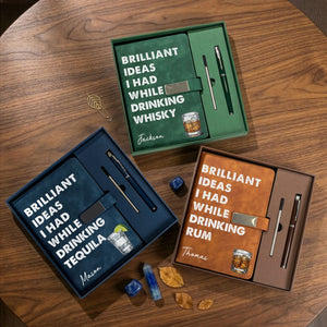 Brilliant Ideas I Had While Drinking Bourbon, Wine, Whiskey, Custom Drink - Personalized Notebook Set
