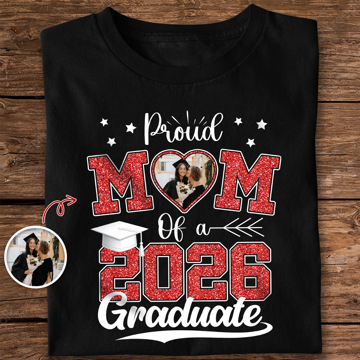 Congrats Proud Dad Mom Of A Graduate Custom Photo Personalized Graduation T-Shirt Gift for Mom, Dad