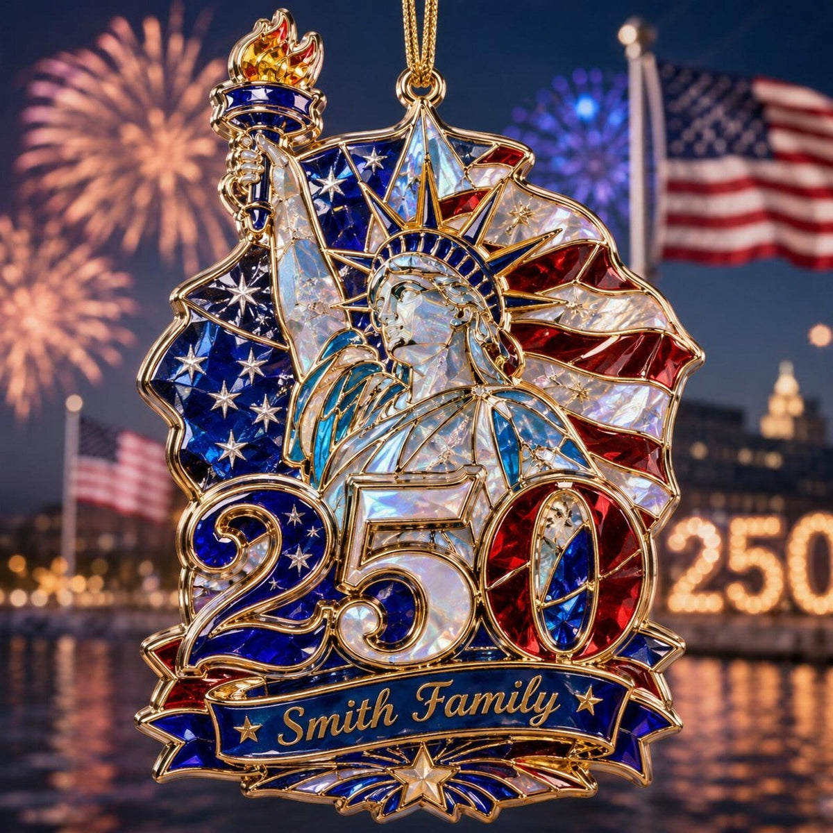 Hologram Statue of Liberty 250 Ornament - Personalized Custom Shape Acrylic Ornament