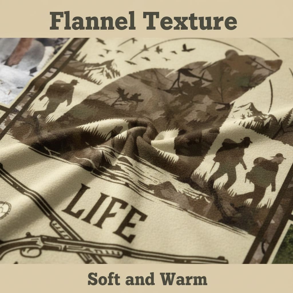 Bear Hunting Blanket For Dad, Customizable Bear Photo Collage Blanket, Hunting Gift for Husband, Hunter Gift for Boy