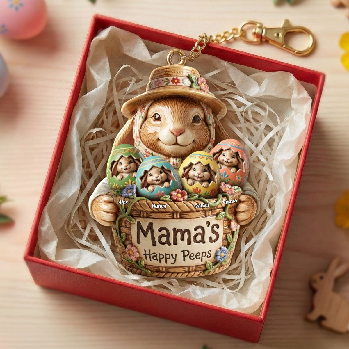 Easter Eggs Keychain - Personalized Gifts For Mom,Grandma Keychain