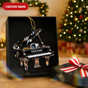 Customized Piano Crystal Effect Acrylic Ornament, Pianist Gift, Piano Christmas Music Theme Decor
