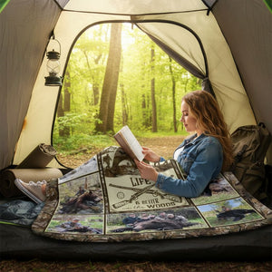 Bear Hunting Blanket For Dad, Customizable Bear Photo Collage Blanket, Hunting Gift for Husband, Hunter Gift for Boy