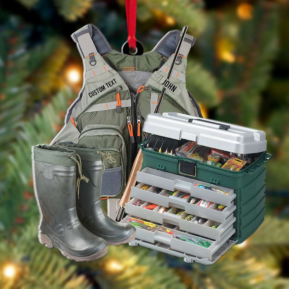 Fishing Gear Personalized Acrylic Ornament, Christmas Decor For Fishing Lovers