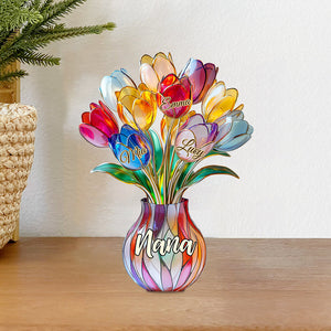 Mom's Blossom Acrylic Plaque – Personalized Custom Shaped Gift For Mother