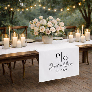 Personalized Wedding Table Runner with Monogram, Sweetheart Table Decor