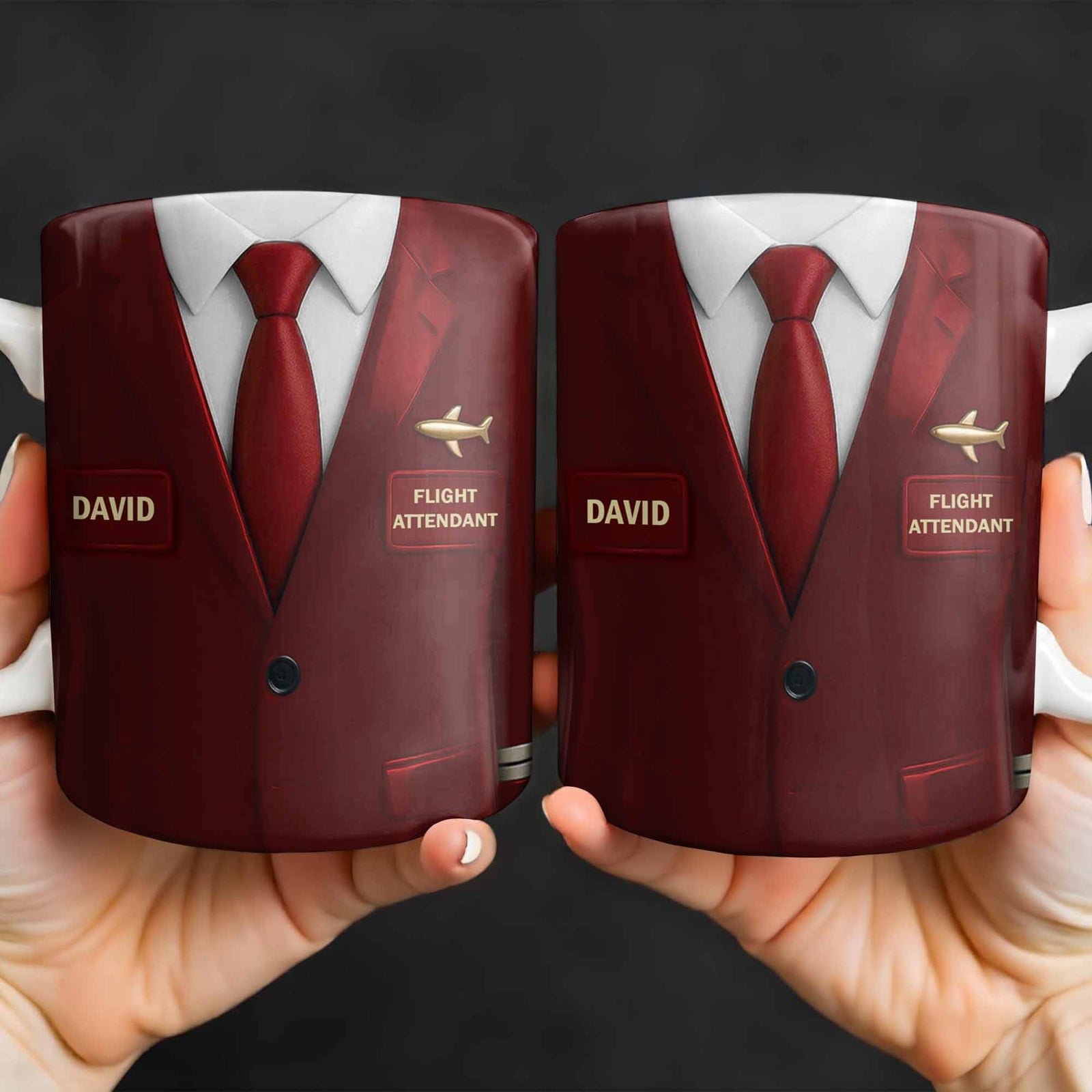 Flight Attendant Style Professional Suit Mug, Personalized Custom Coffee Mug, Gift for Aviation Enthusiasts