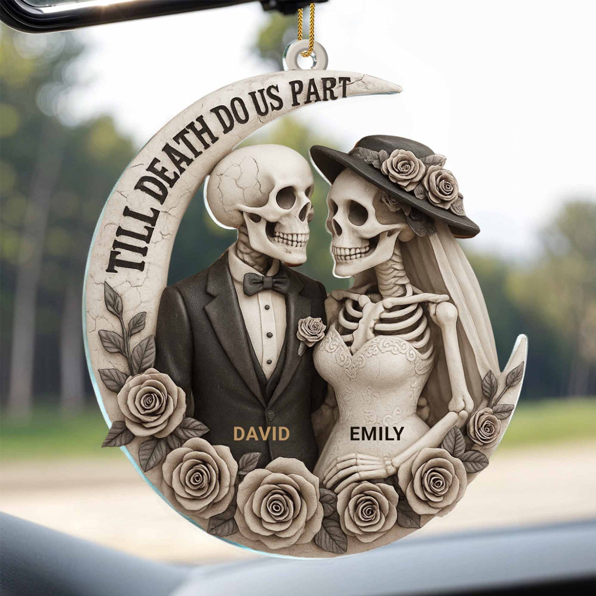Till Death Do Us Part, Skeletons And Roses, Custom Acrylic Ornament, Gift For Couples