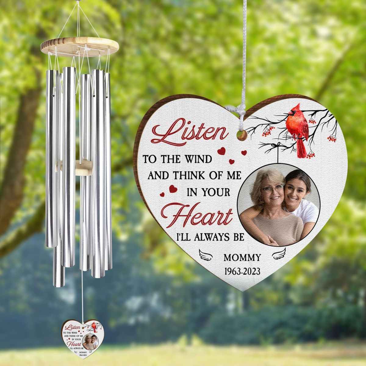Listen To The Wind In Loving Memory - Personalized Photo Wind Chimes