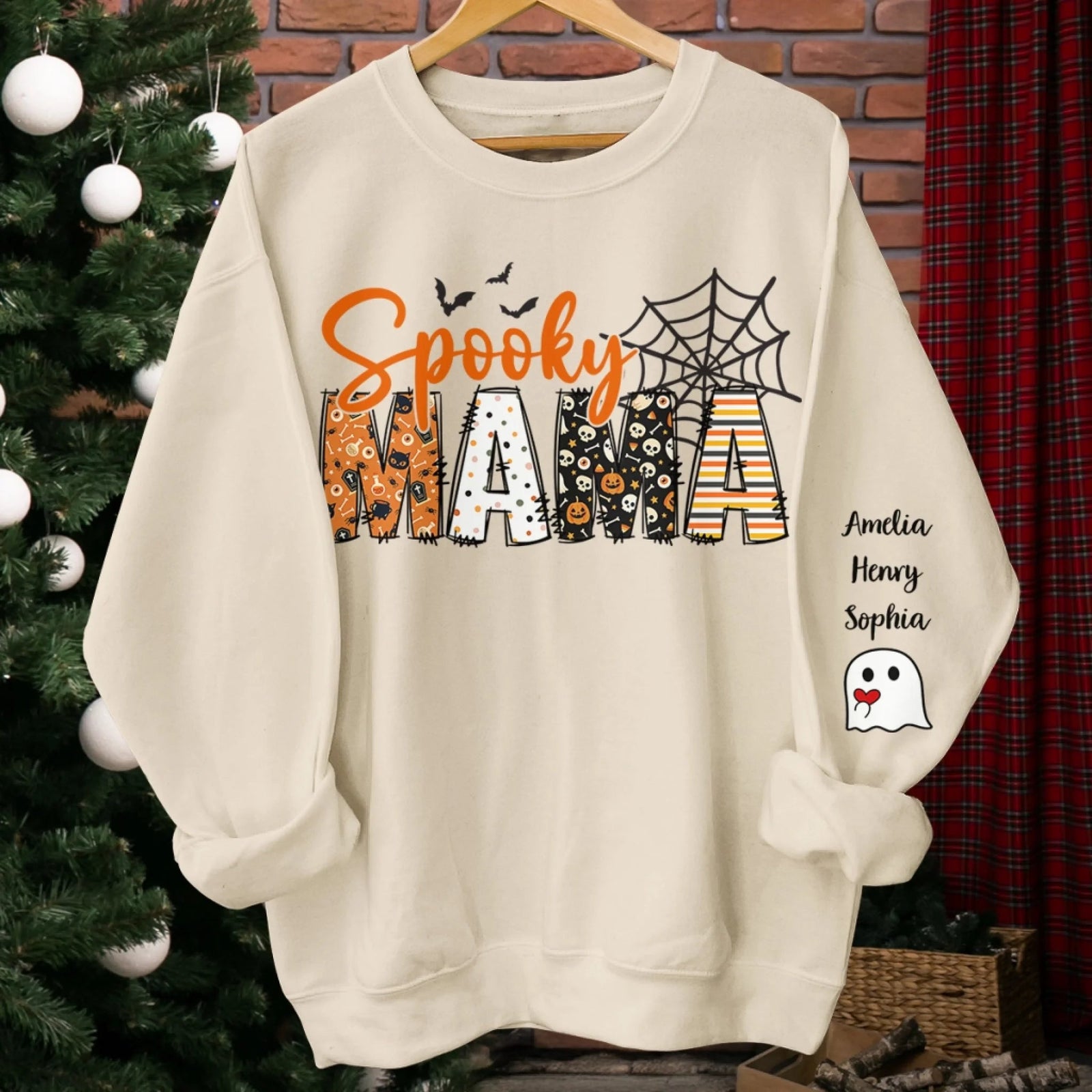 Personalized Halloween Birthday Gifts For Mom, Grandma - Family Together Under Pumpkin Glow