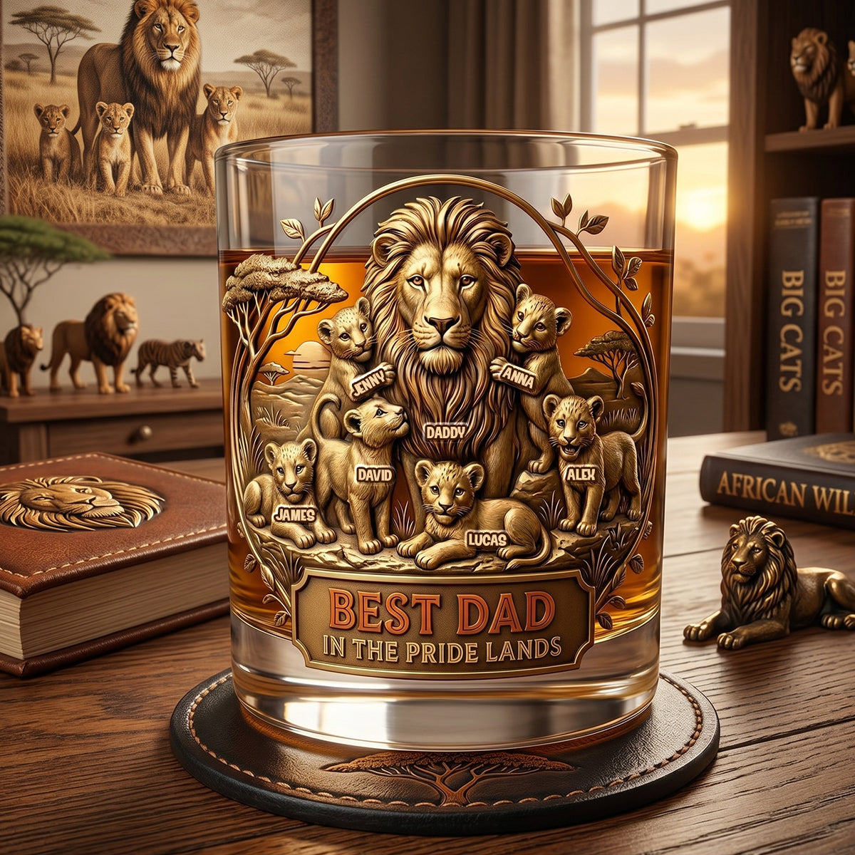 Best Dad In The Pride Lands Whiskey Glass - Personalized Father's Day