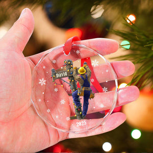 Keeping the Lights On - Lineman Outfit Personalized Christmas Ornament, Gift For Lineworker