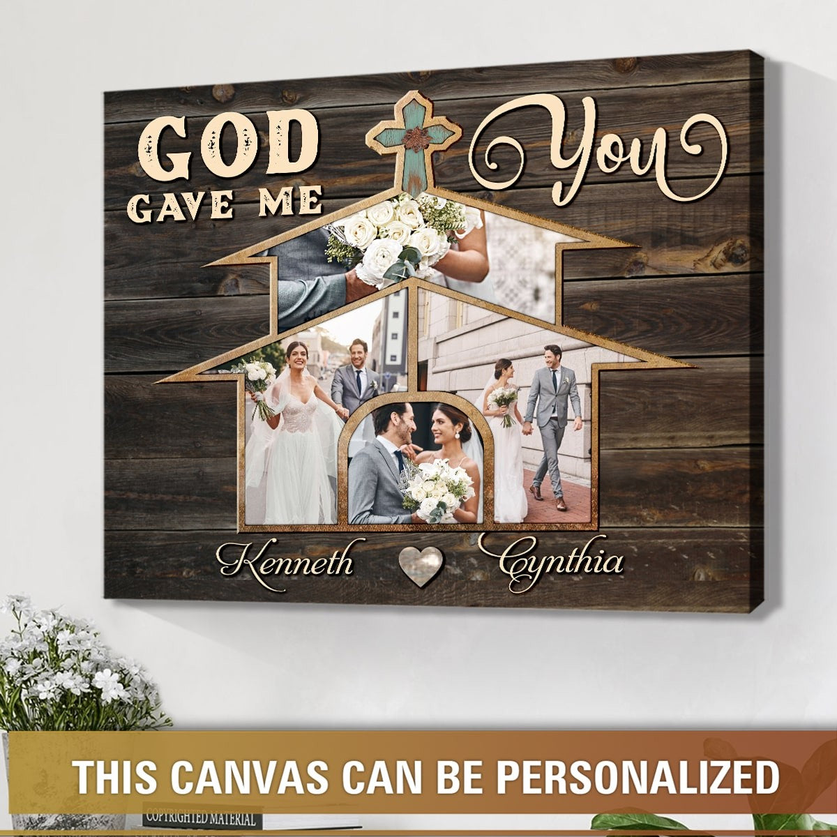 Christian Couples Gift Wedding Gift Idea, Personalized Couple Photo Collage Wall Art Decor