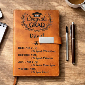Congrats Grad Personalized Leather Notebook Set