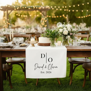 Personalized Wedding Table Runner with Monogram, Sweetheart Table Decor