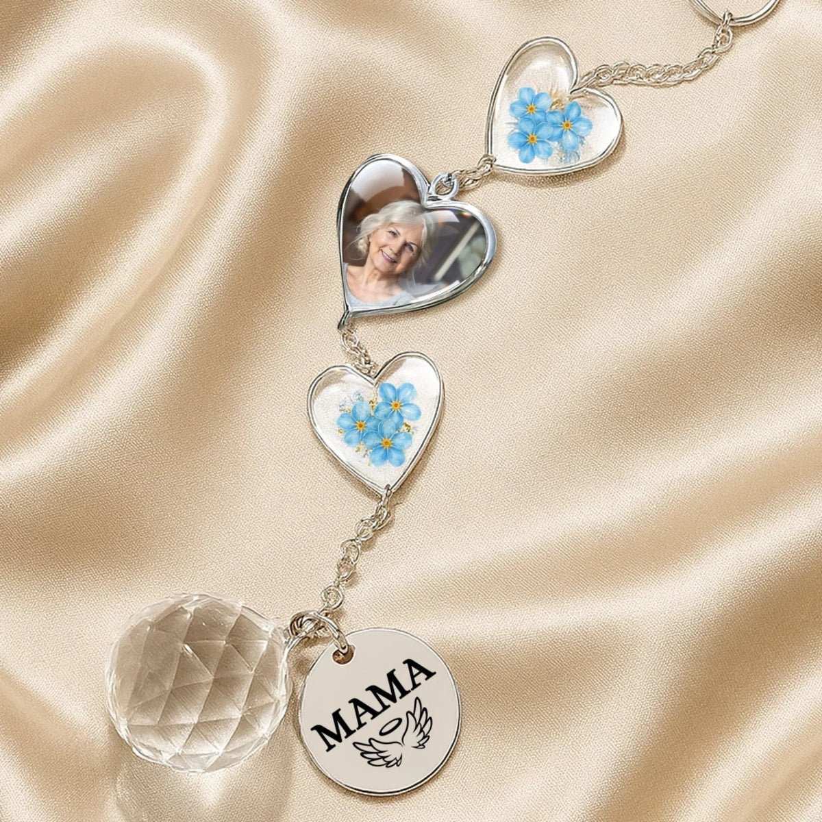 Custom Photo Memorial Crystal Suncatcher - Personalized Memorial Sympathy Gifts For Loss Of Mom, Dad - Watching Over Us Always