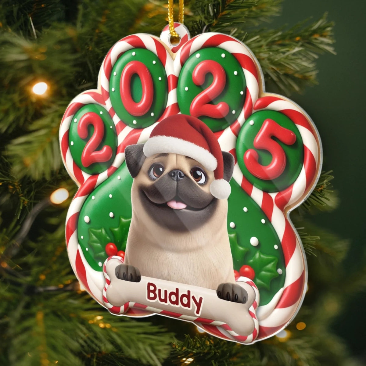 Santa Paws Is Coming - Personalized Acrylic Ornament Christmas Birthday Gifts For Dog Lovers