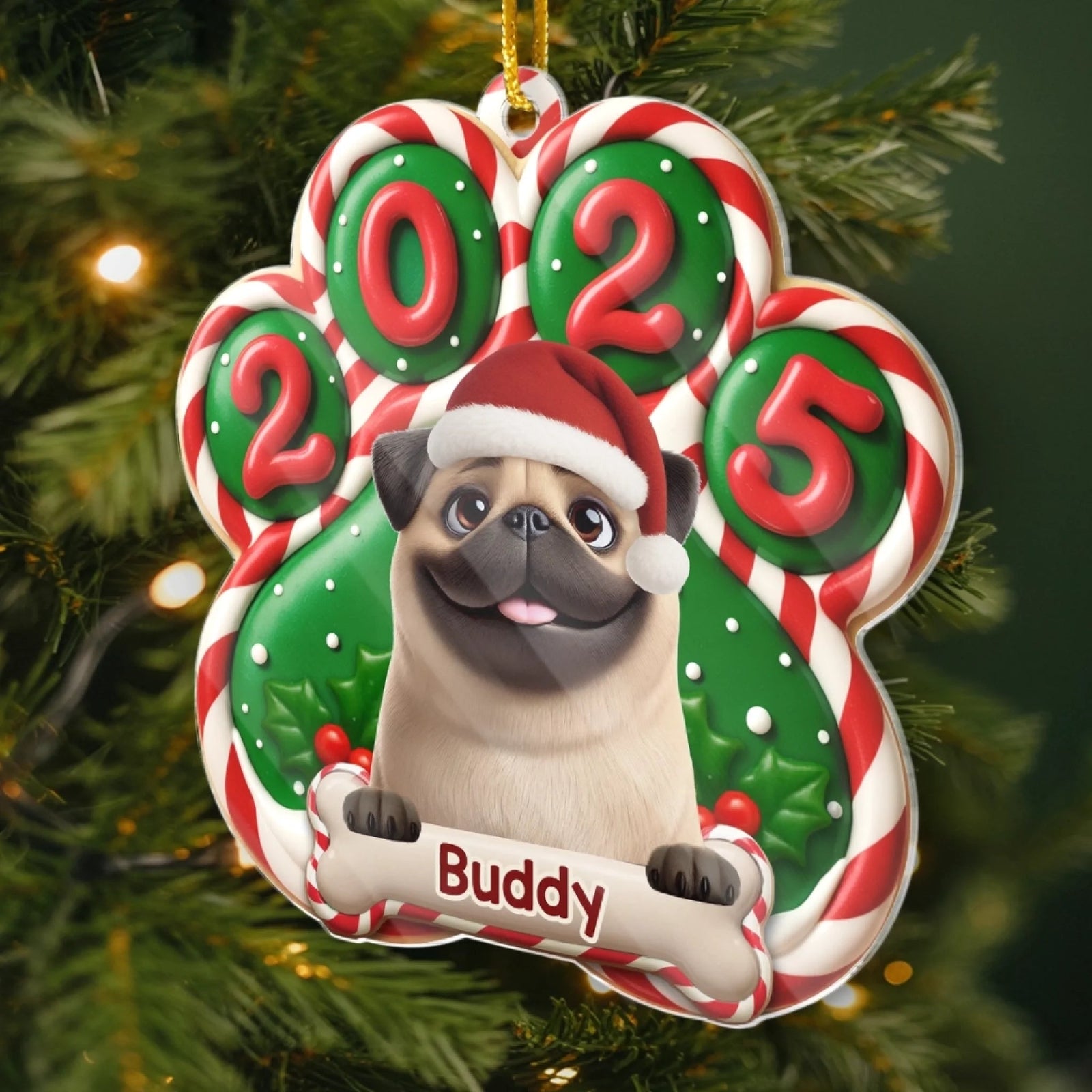 Santa Paws Is Coming - Personalized Acrylic Ornament Christmas Birthday Gifts For Dog Lovers
