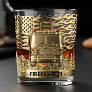 Firefighter Fire Dept, Personalized Whiskey Glass, Gift For Firefighter Retirees and Active Duty