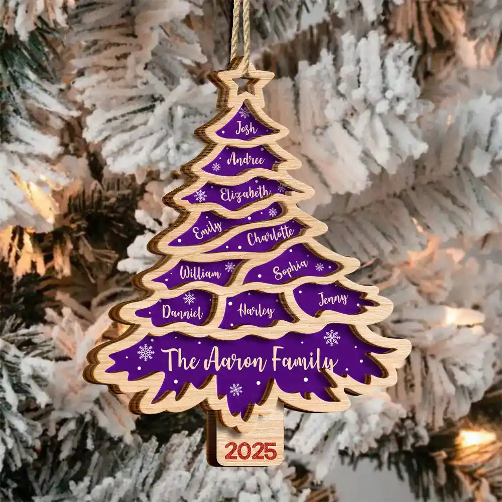 Christmas Tree Family Bestie Custom Names- Personalized 2-Layered Wooden Ornament