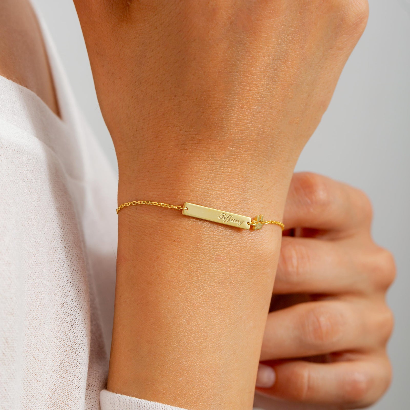 Engraved Name Paw Print Bracelet, Personalized Pet Memorial Bracelet