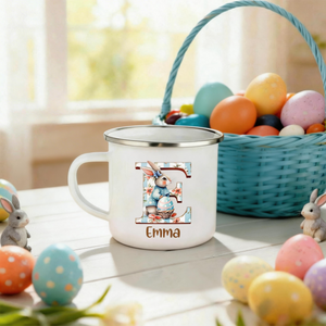 Personalized Name Bunny & Floral Alphabet Easter Mug