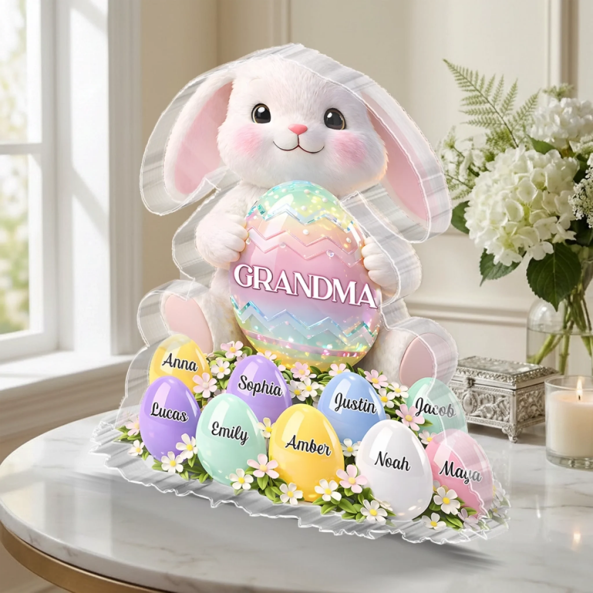 Custom Acrylic Plaque - Personalized Easter Gifts For Mom, Grandma - Bloom With Grace And Love