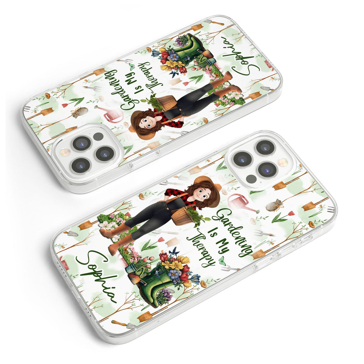 Gardening Is My Therapy - Personalized Clear Phone Case