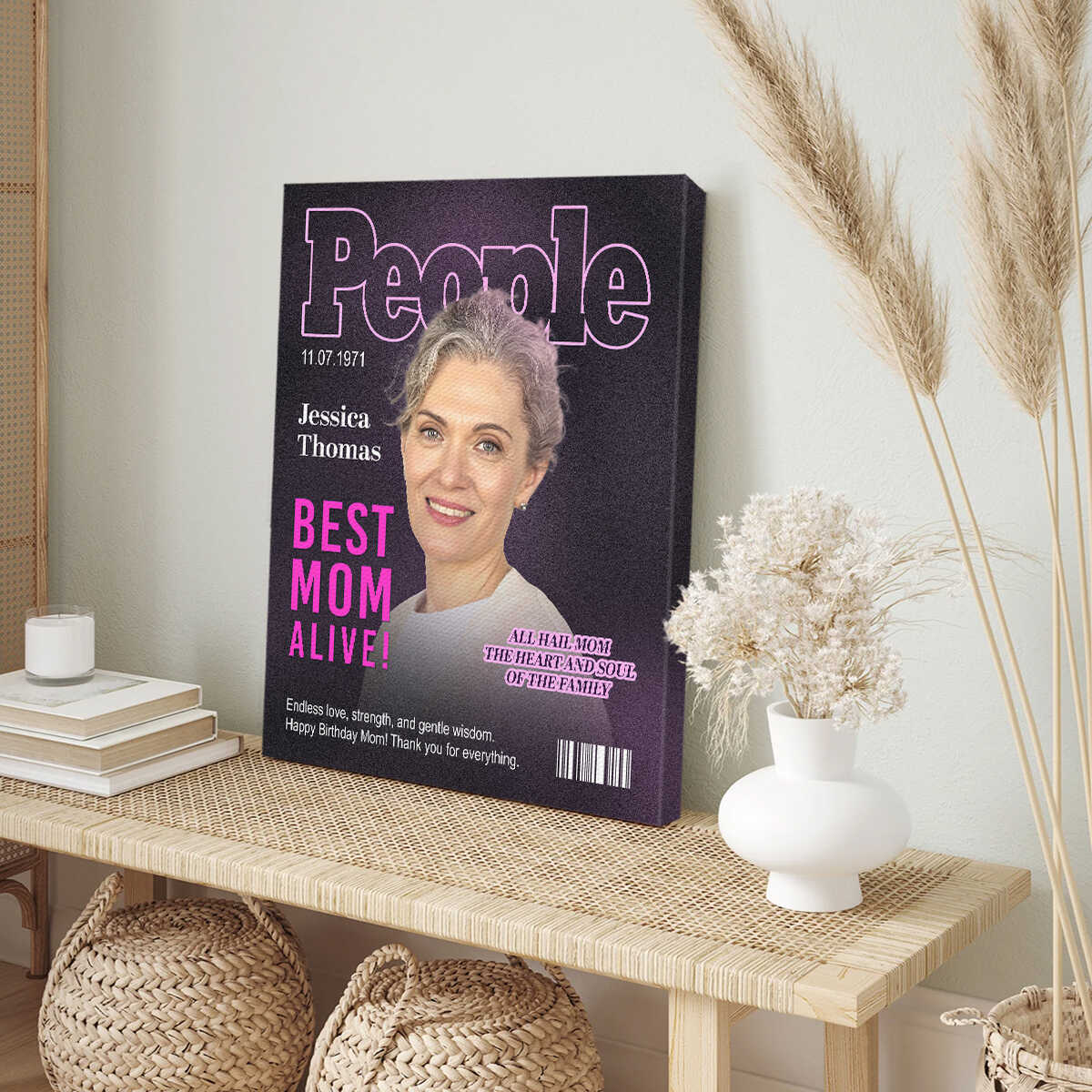 People Magazine Cover Gift For Mom, Custom Mom Photo Canvas, Personalized Mother Gift, Unique Gift for Mom