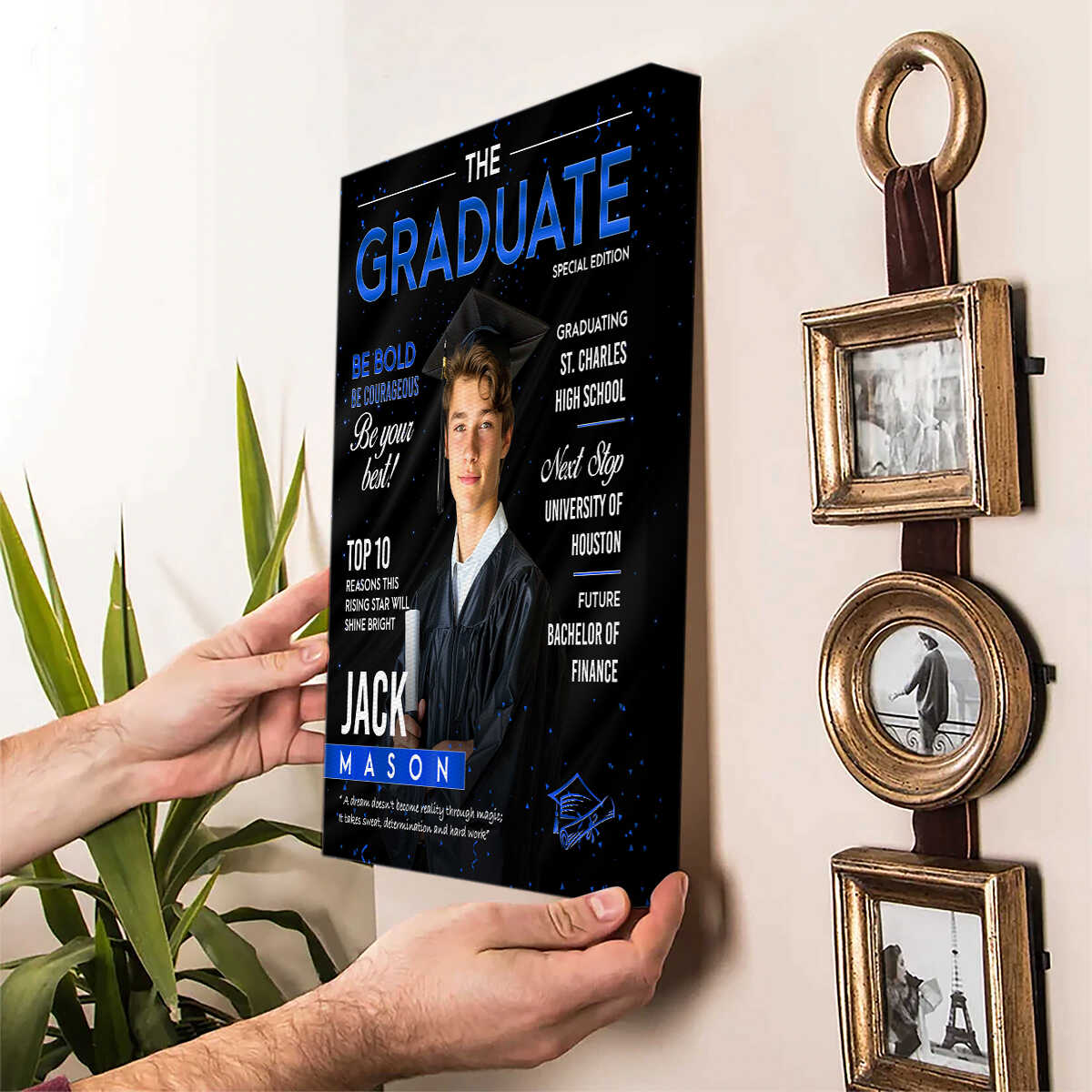 Graduation Magazine Cover Canvas, Graduation Photo Canvas, Personalized Graduation Print