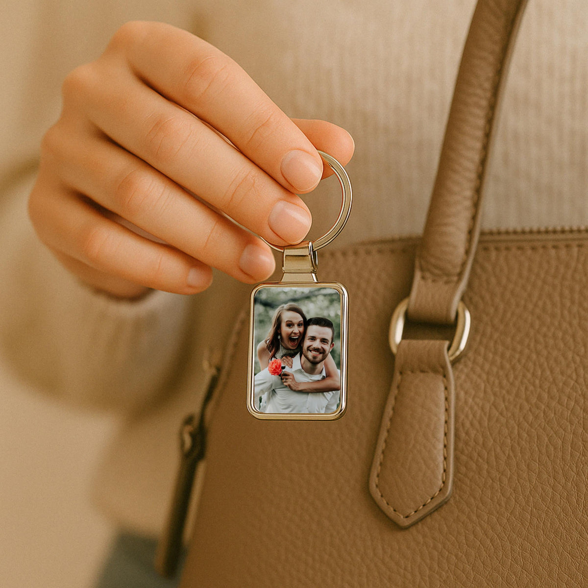 Personalized Photo Keychain Anniversary Gift, Unique Couples Gift