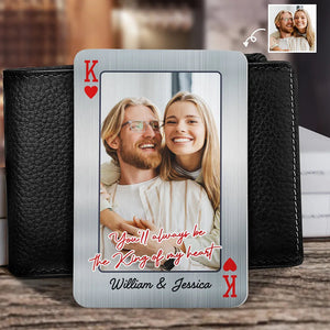 You'll Always Be The Queen & King Of My Heart - Personalized Custom Photo Aluminum Wallet Card