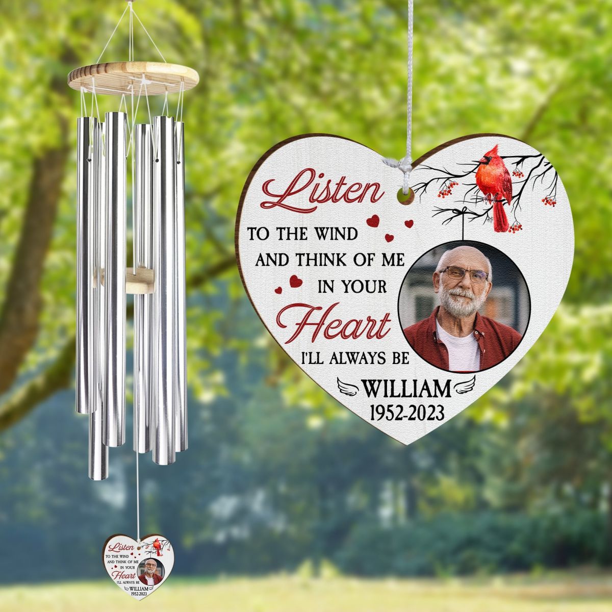 Listen To The Wind In Loving Memory - Personalized Photo Wind Chimes