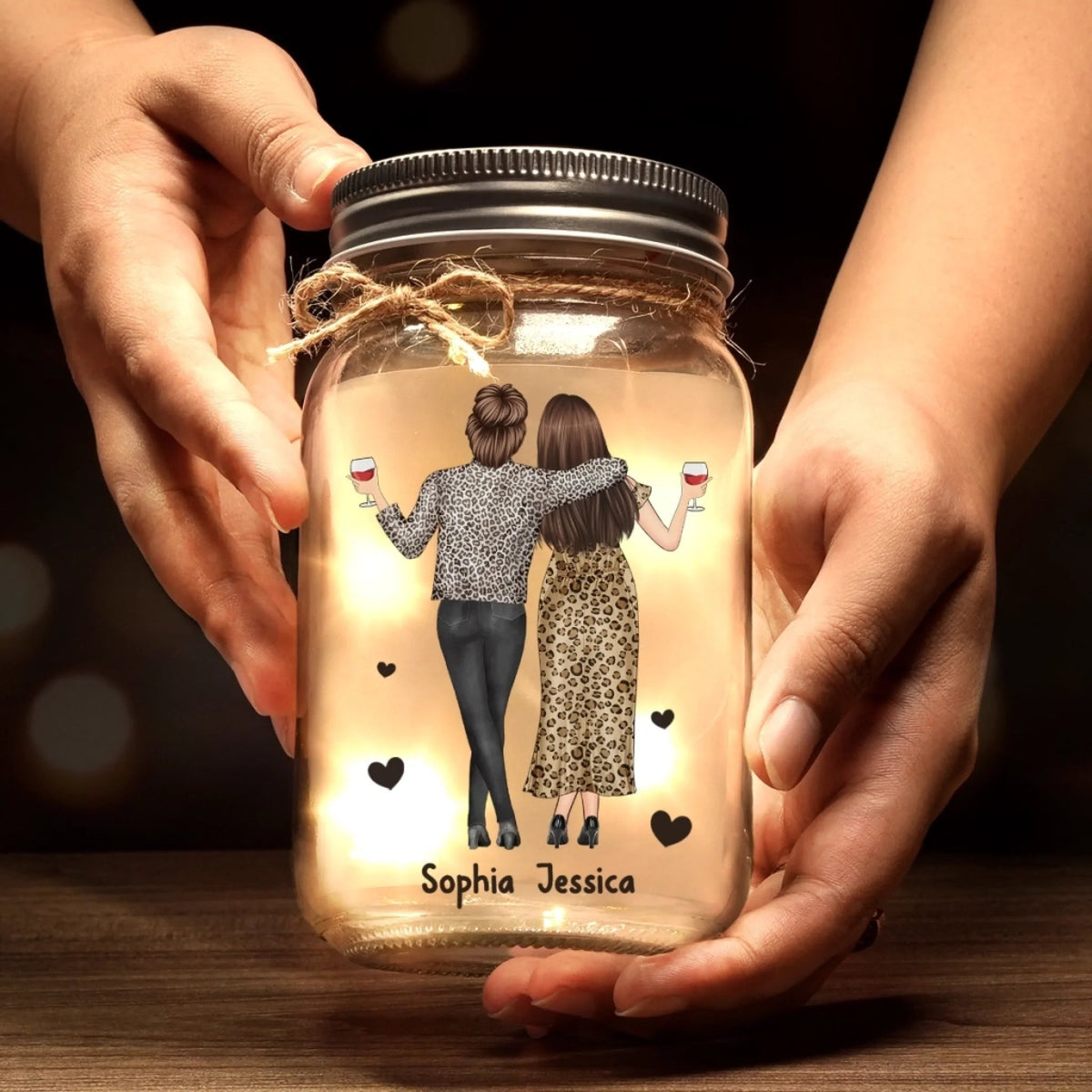 Custom Mason Jar Light - Personalized Christmas Best Friend Birthday Gifts For Women, Besties, Sisters, BFF