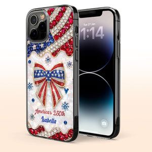 4th of July America's 250th Flag & Bow Personalized Phone Case