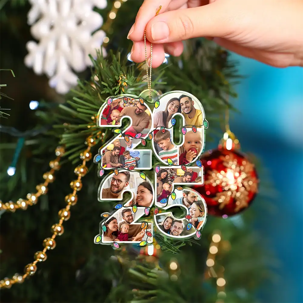 Custom Photo What A Year - Personalized Custom Shaped Acrylic Ornament