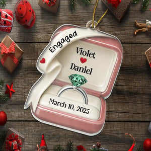 She Said Yes Engaged Married Ceramic Effect Ring Box - Personalized Custom Shaped Acrylic Ornament