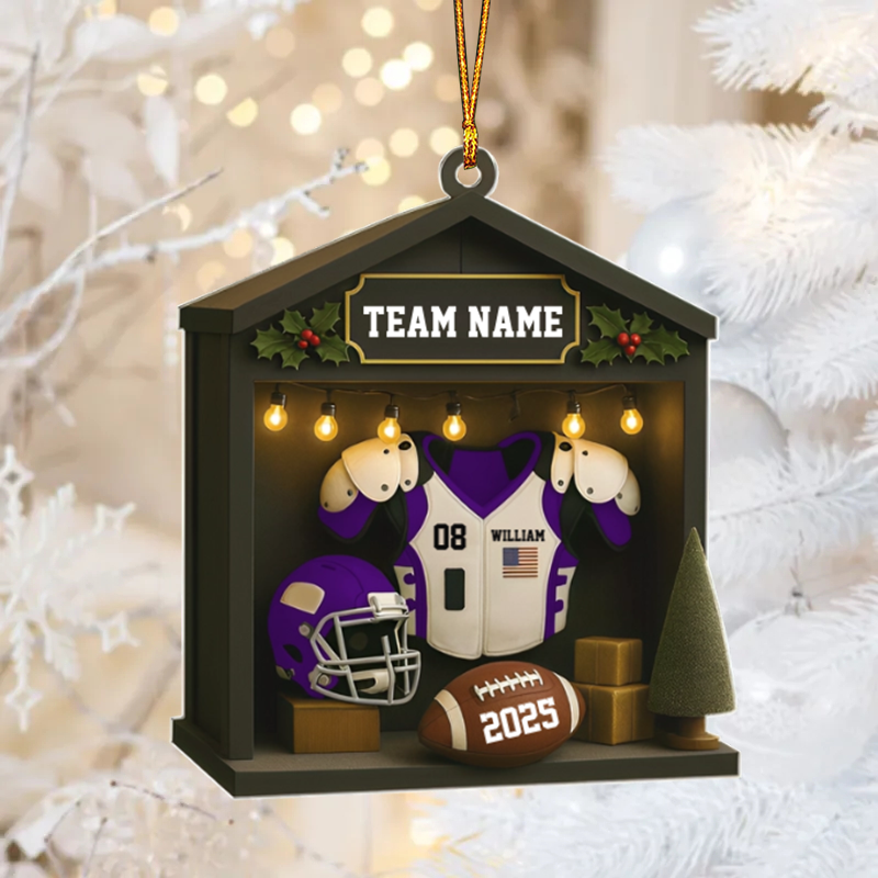 Personalized American Football Christmas House Ornament